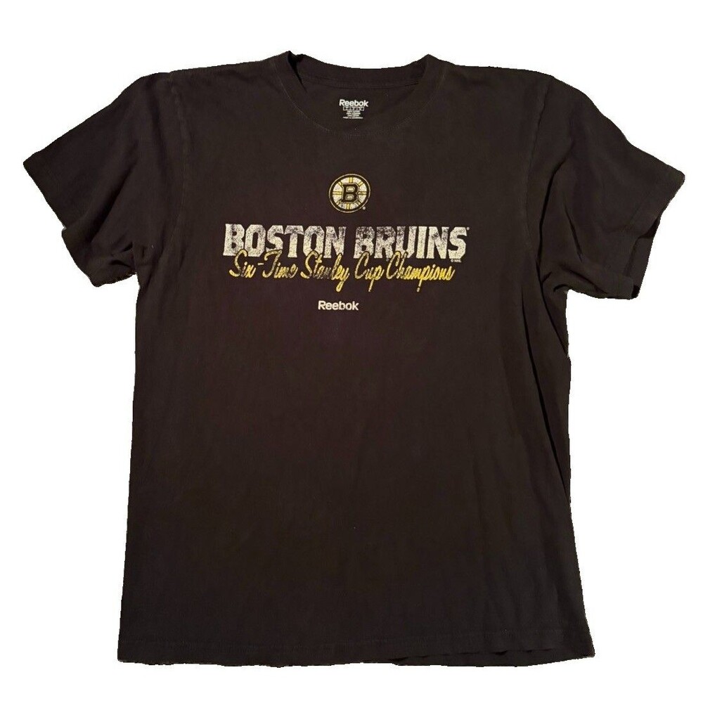 VTG Reebok Boston Bruins 6 Stanley Cup Champions Tee Shirt Men’s Size Large